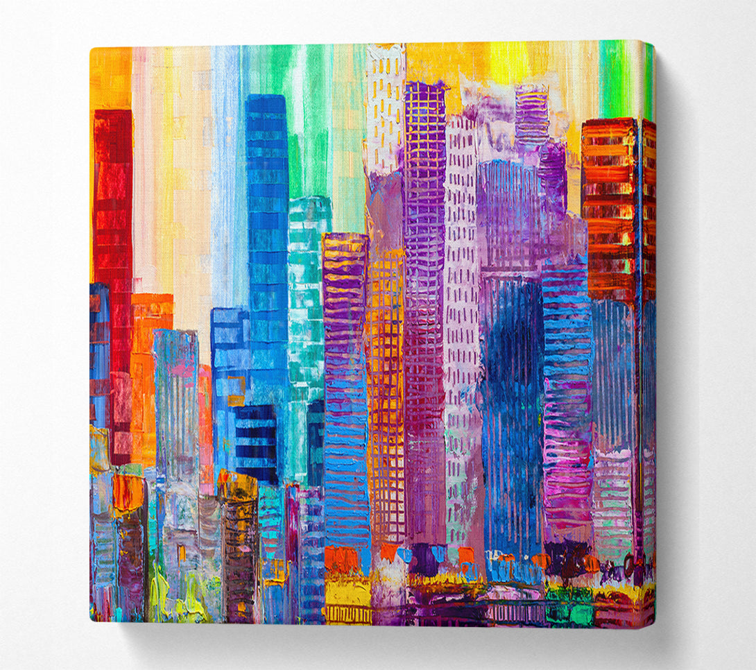  A Canvas Print of City of colour acrylic paint Canvas Wall Art