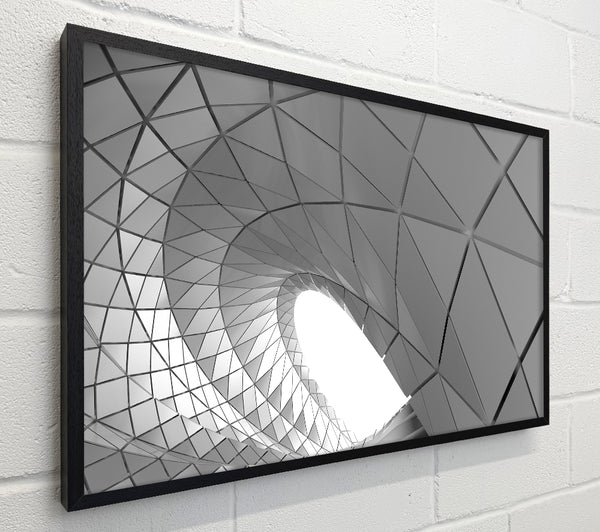 Swirl of geometric shapes on building