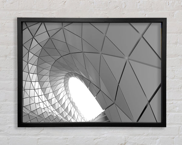 Swirl of geometric shapes on building Framed Print