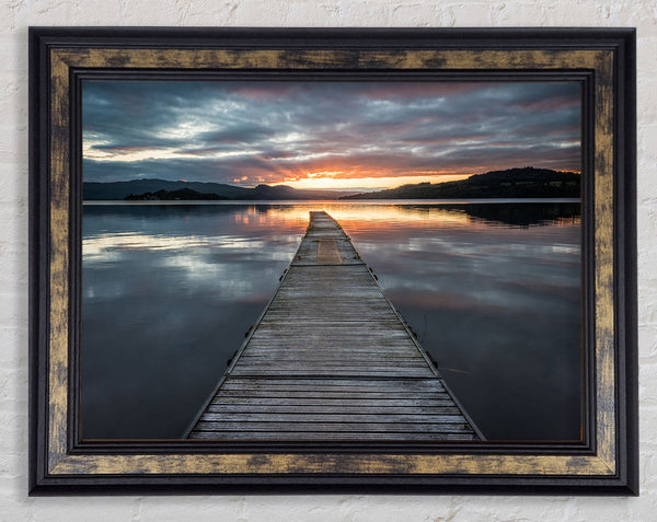 Bridge on the water sun Framed Print