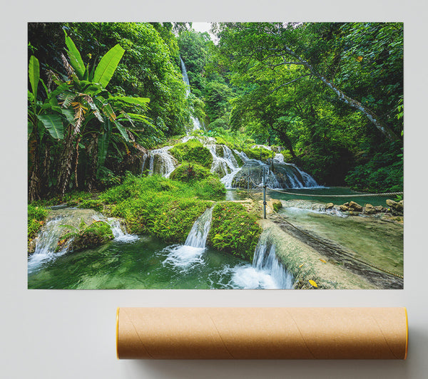 Green Paradise Mountain Jungle Giclee Print