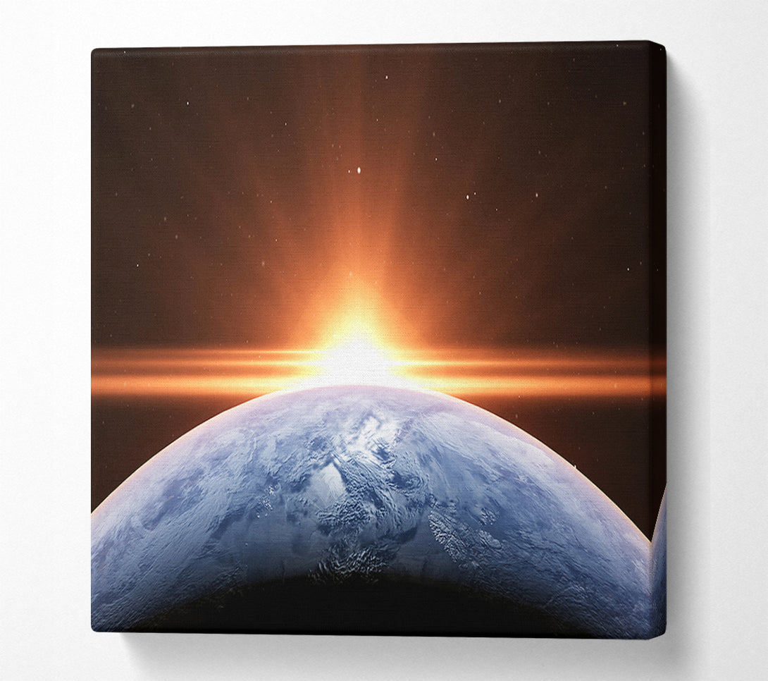  A Canvas Print of Sun peering over the earth Canvas Wall Art
