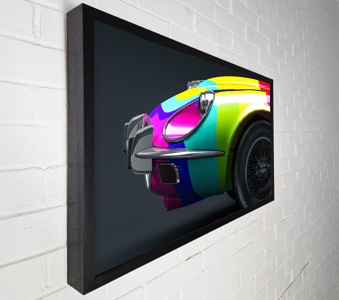  A Canvas Print of E type Jaguar rainbow stripes Canvas Wall Art