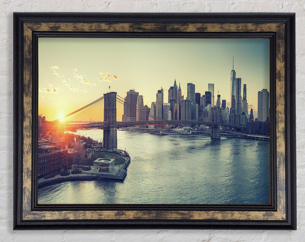 Bridge in New york over the water Framed Print