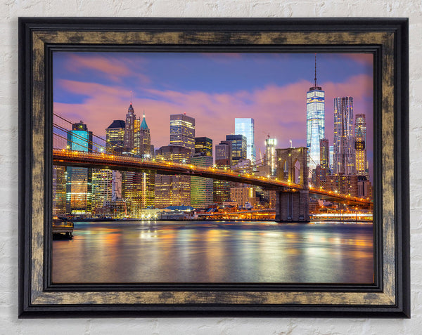 Light on a NYC bridge Framed Print