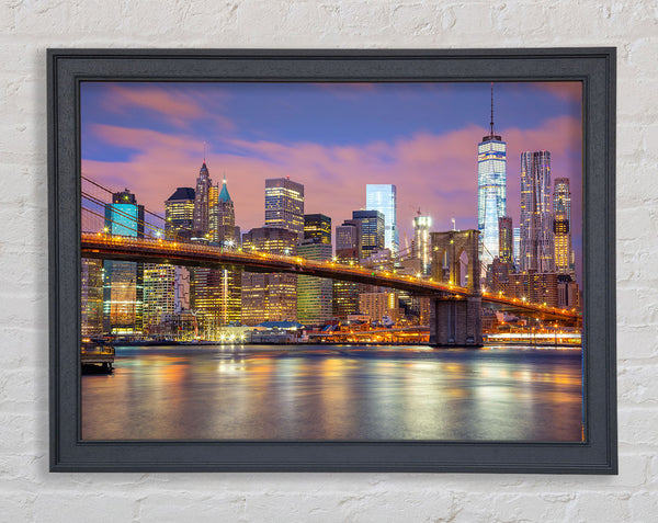 Light on a NYC bridge Framed Print