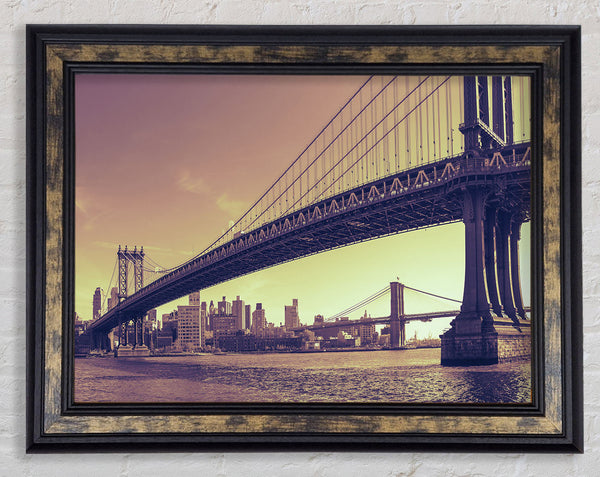 Vintage Bridge in sepia Framed Print