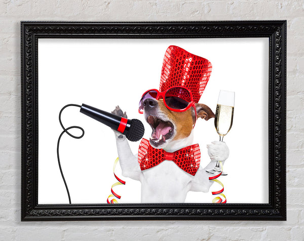Jack russell kareoke Framed Print