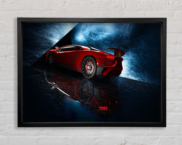 Red Supercar stanced Framed Print