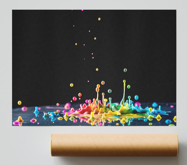 Colour Splashes On A Surface Giclee Print