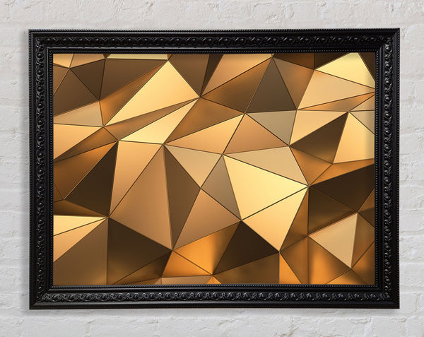 Gold Geometric Triangles shining Framed Print