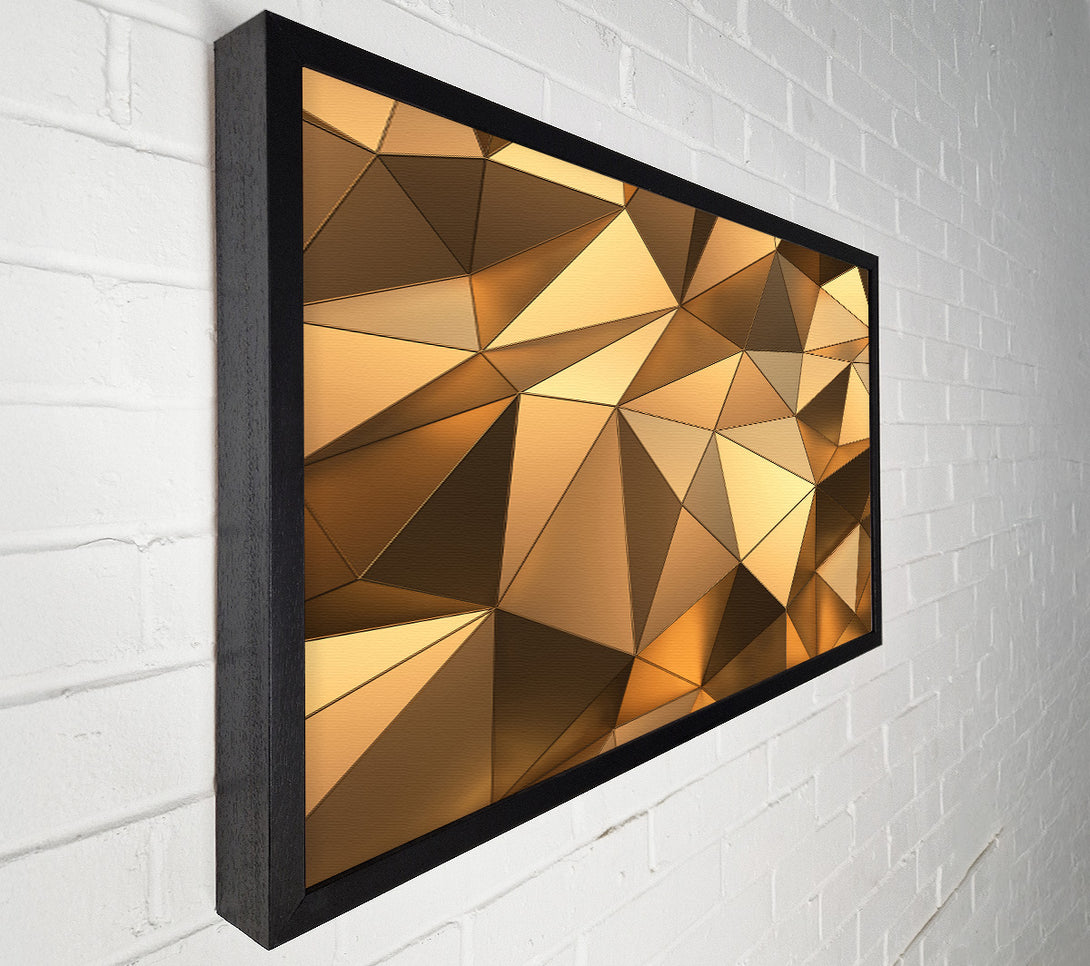  A Canvas Print of Gold Geometric Triangles shining Canvas Wall Art