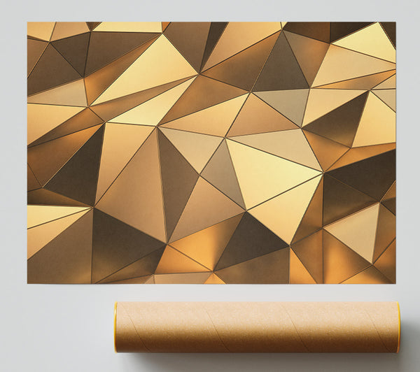 Gold Geometric Triangles Shining Poster