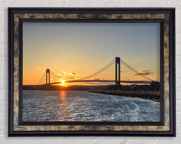 Overlooking the bridge above the sea Framed Print