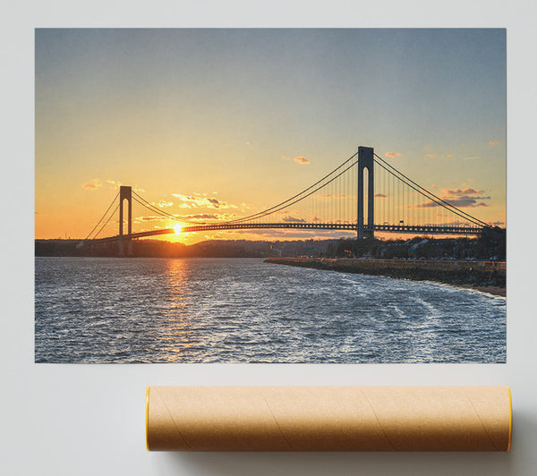 Overlooking The Bridge Above The Sea Poster