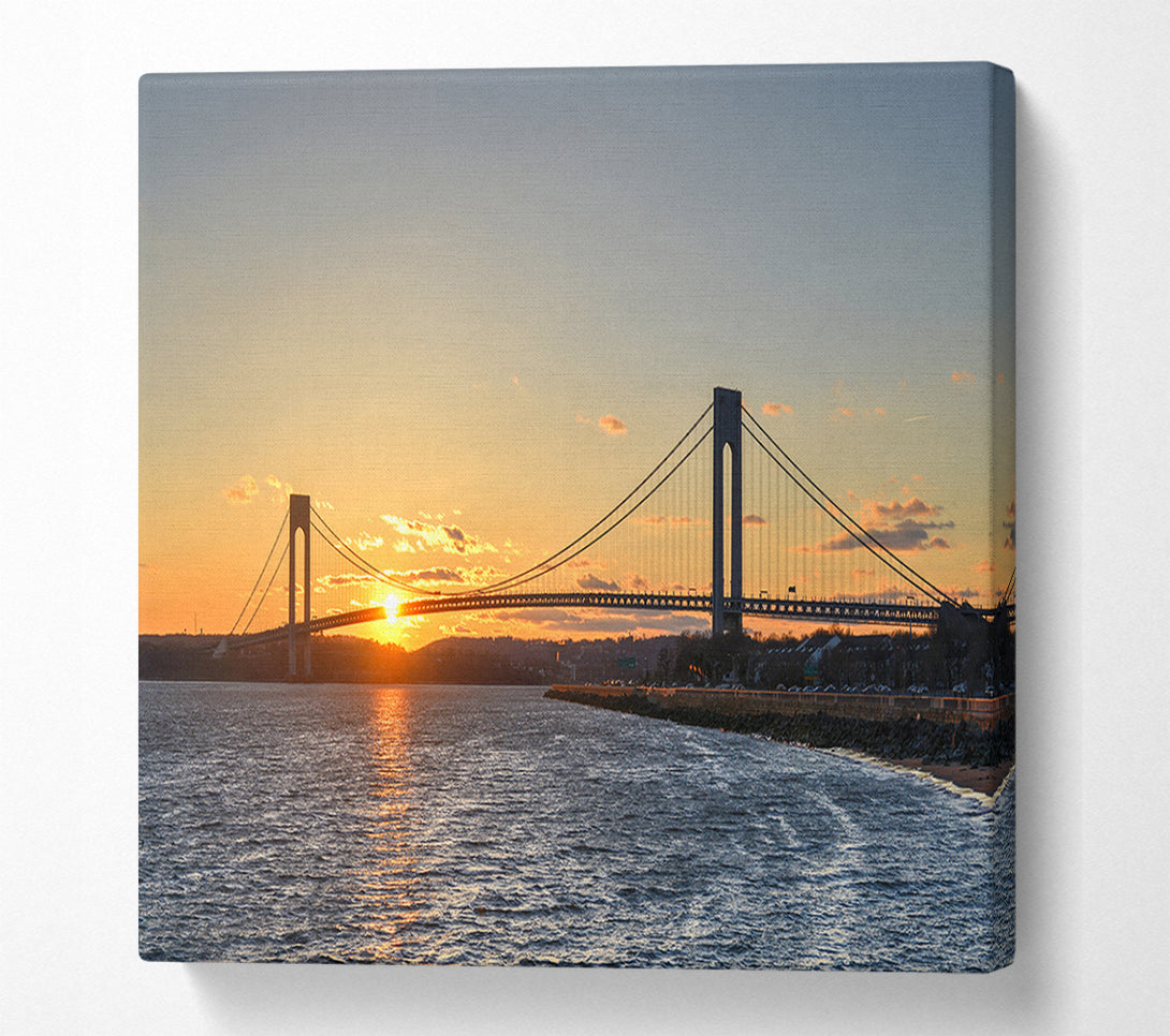  A Canvas Print of Overlooking the bridge above the sea Canvas Wall Art