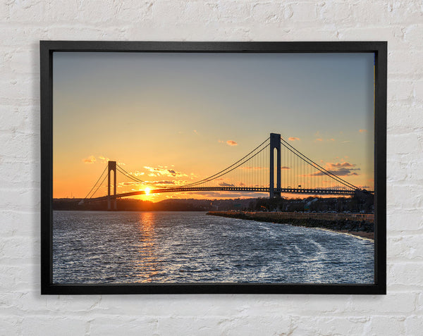 Overlooking the bridge above the sea Framed Print