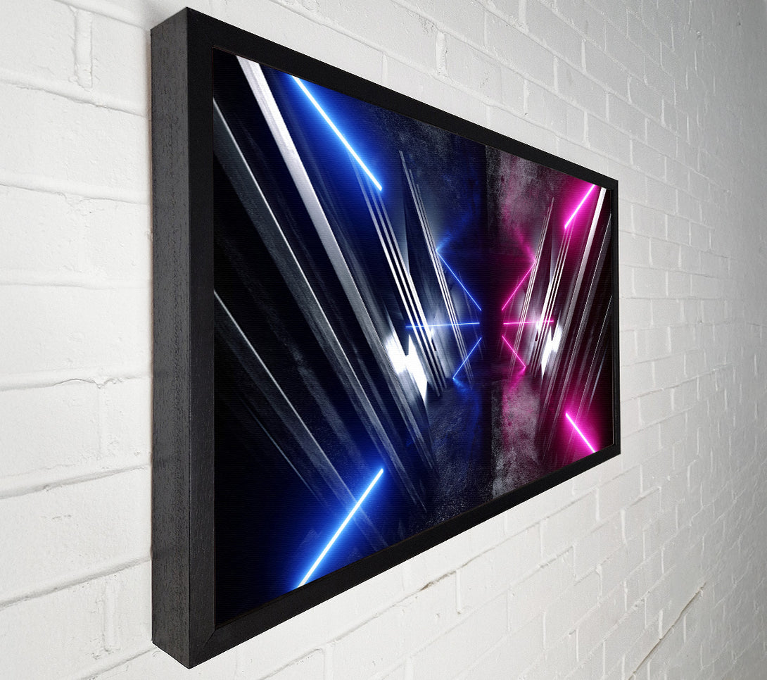  A Canvas Print of Jets of neon blue and pink Canvas Wall Art