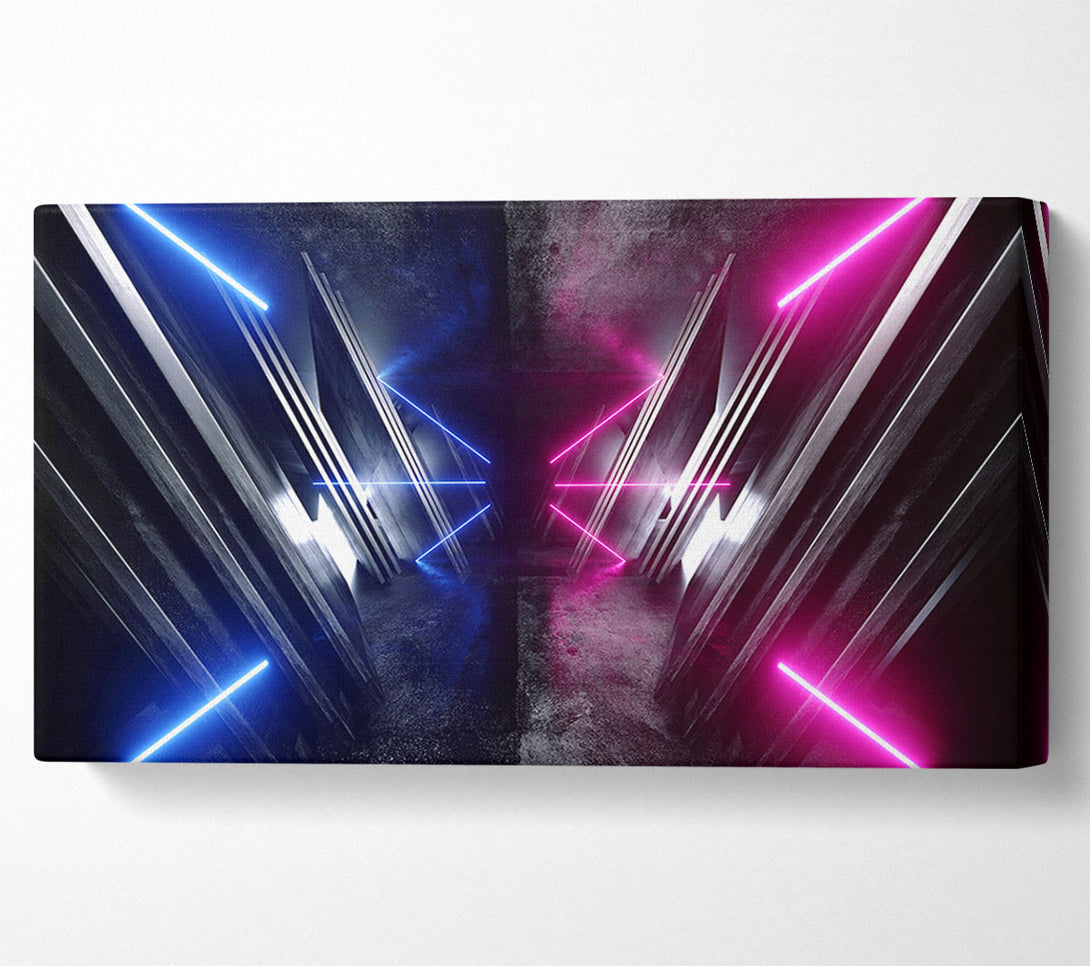  A Canvas Print of Jets of neon blue and pink Canvas Wall Art