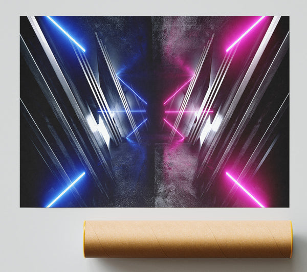 Jets Of Neon Blue And Pink Print