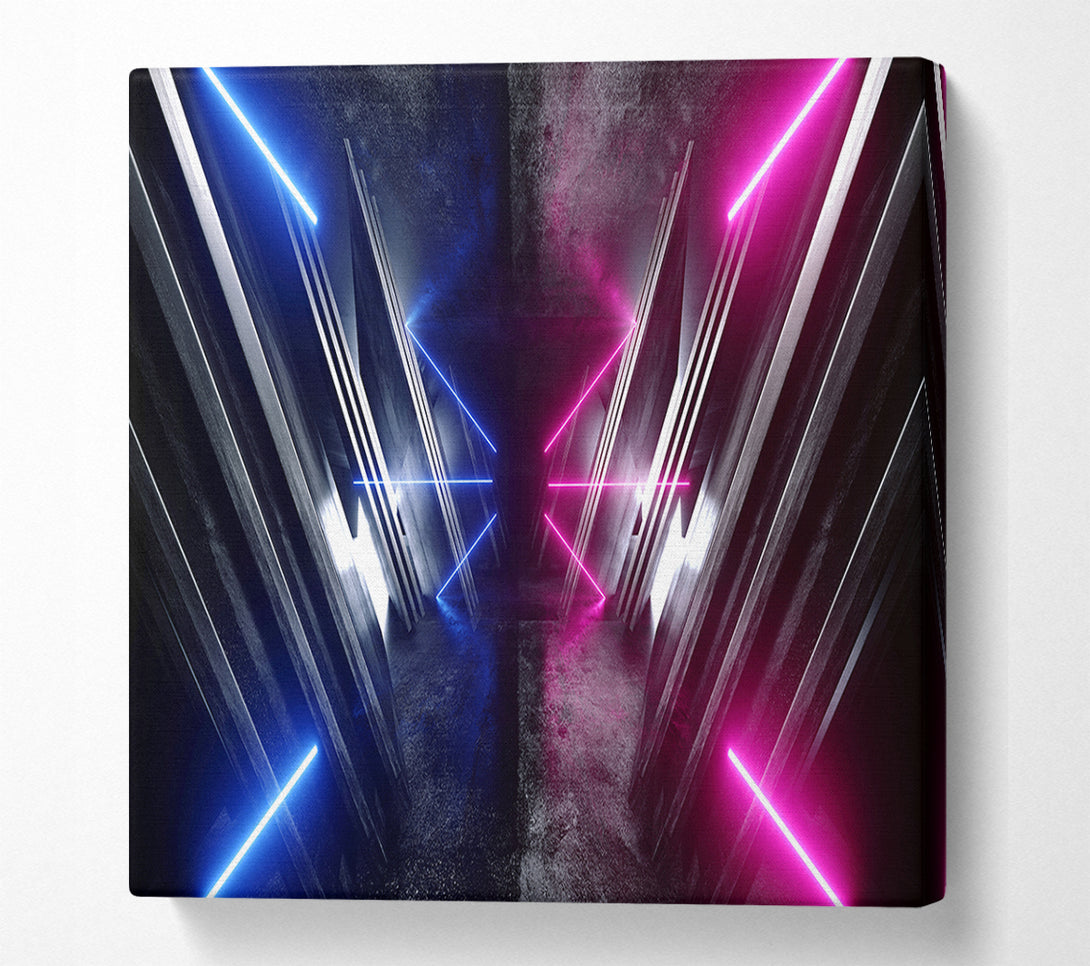  A Canvas Print of Jets of neon blue and pink Canvas Wall Art