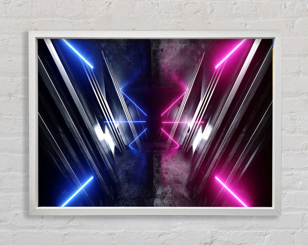 Jets of neon blue and pink Framed Print