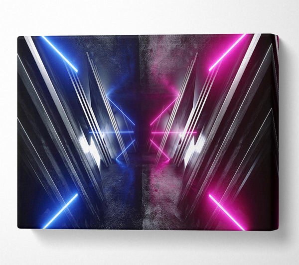 Jets of neon blue and pink Canvas Wall Art