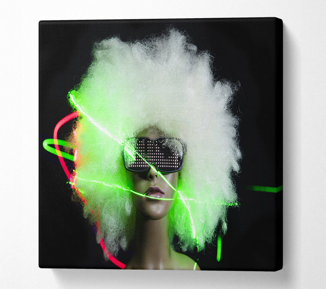  A Canvas Print of Neon light afro Canvas Wall Art