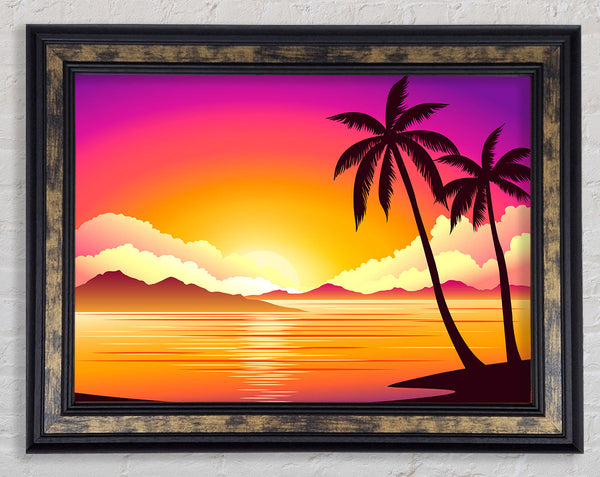 Paradise Illustration beach Framed Print