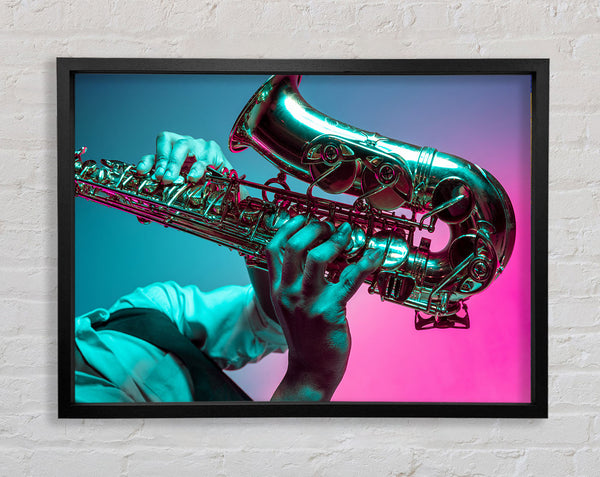 Saxaphone player fade Framed Print
