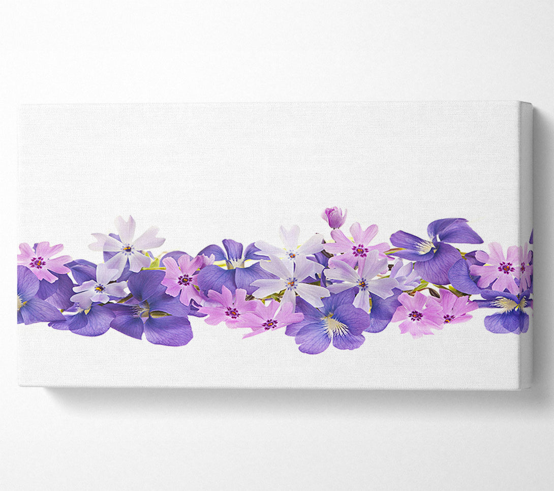  A Canvas Print of Pink and violet flowers laid out Canvas Art