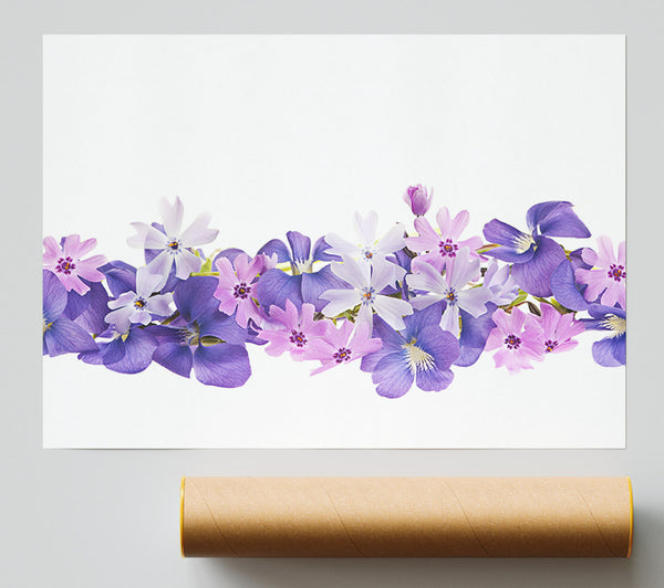 Pink And Violet Flowers Laid Out Print