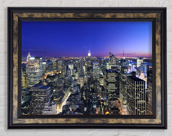 City at night and lights Framed Print