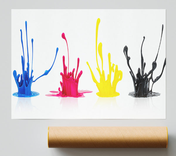 Four Splashes Of Ink Giclee Print