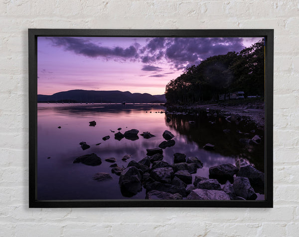 Purple night river Framed Print