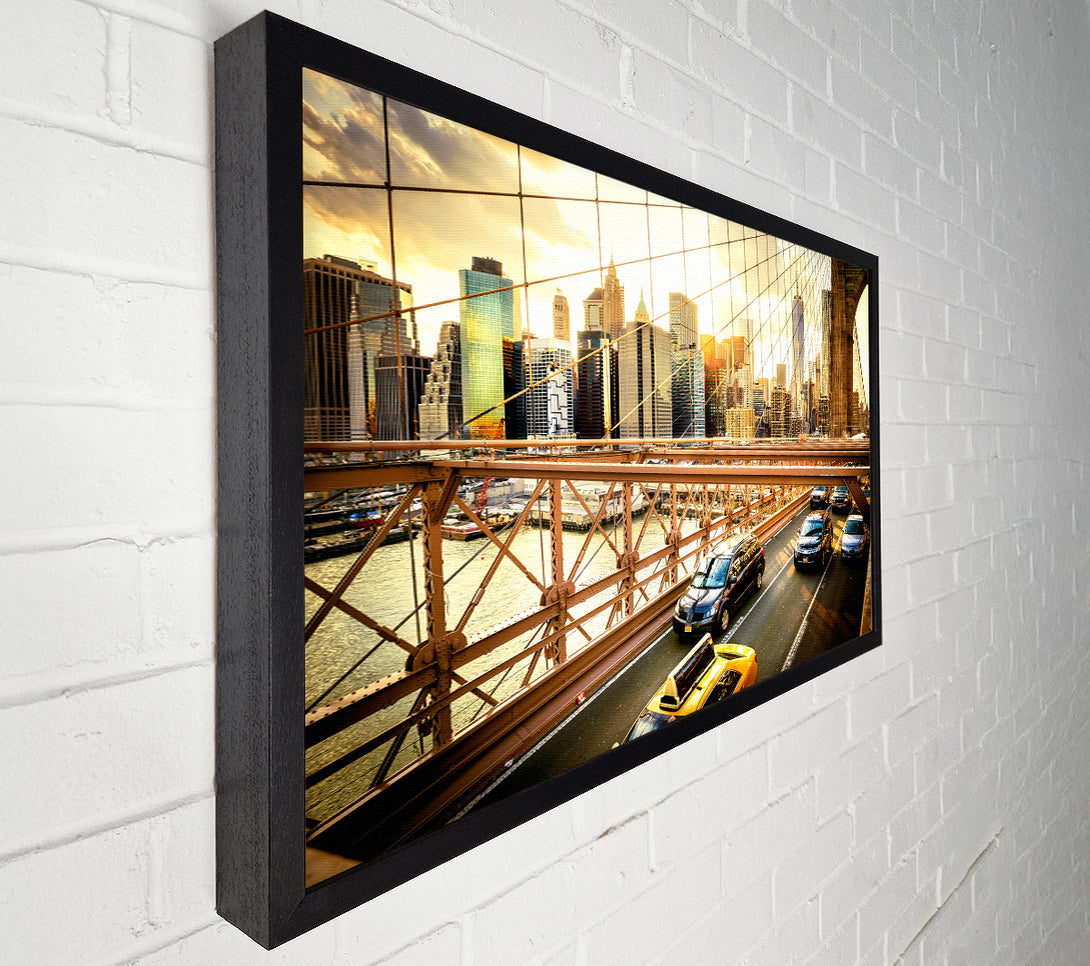  A Canvas Print of NYC bridge with traffic Canvas Art
