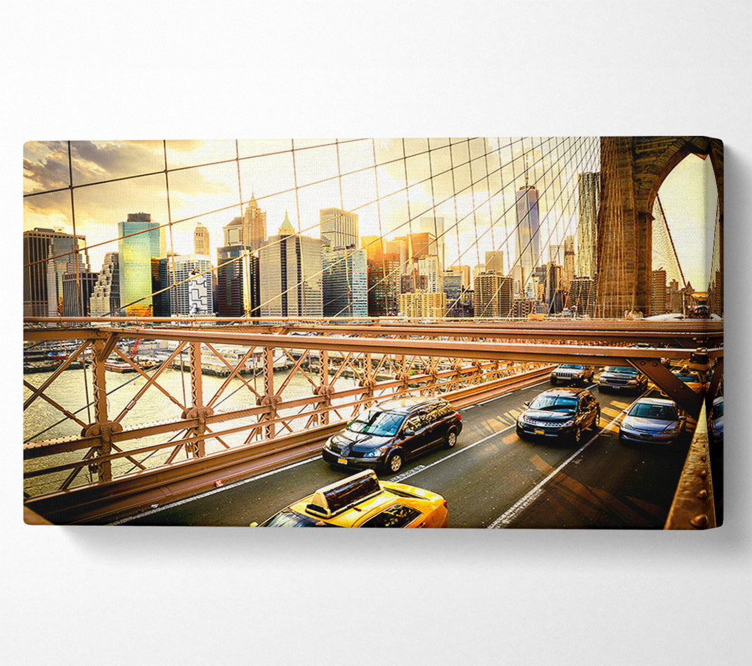  A Canvas Print of NYC bridge with traffic Canvas Art