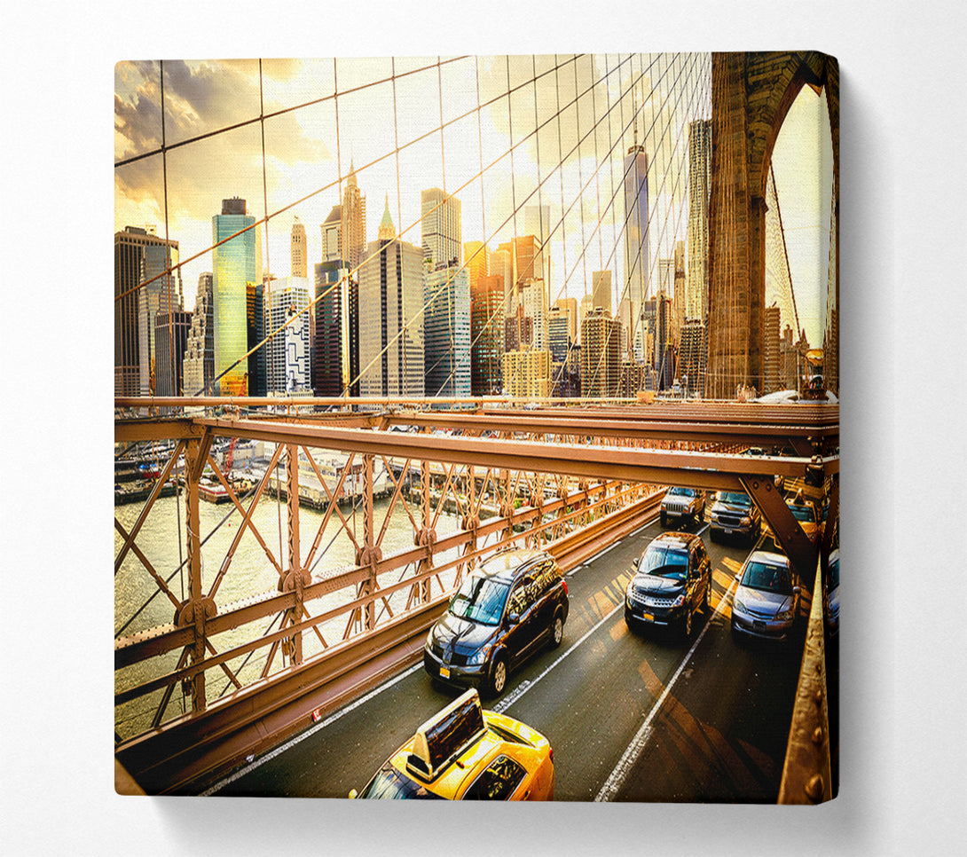 A Canvas Print of NYC bridge with traffic Canvas Art