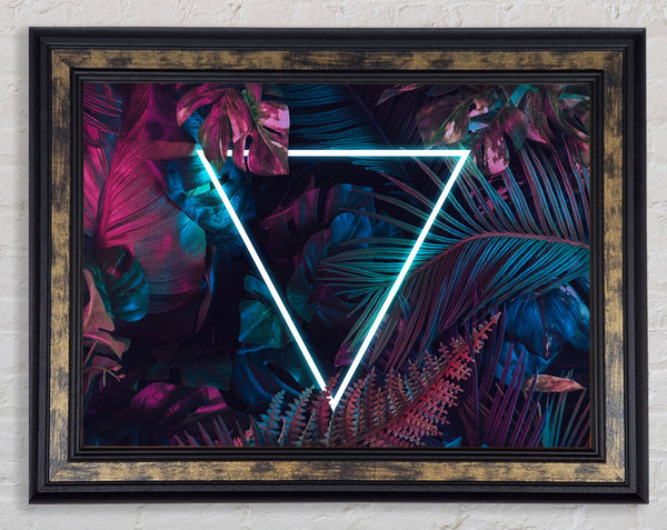 Neon triangle in the jungle Framed Print