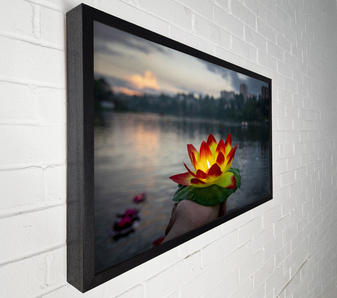  A Canvas Print of Flower candle in city view Canvas Print