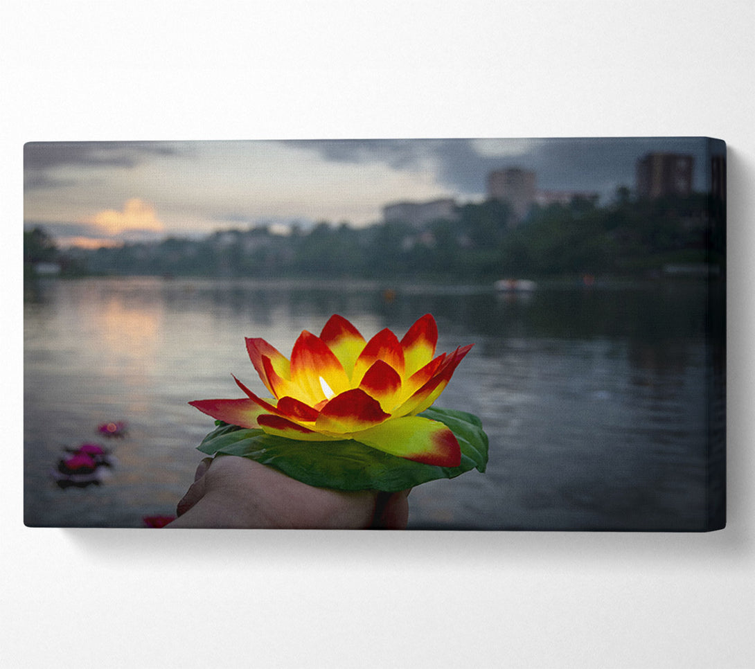  A Canvas Print of Flower candle in city view Canvas Print
