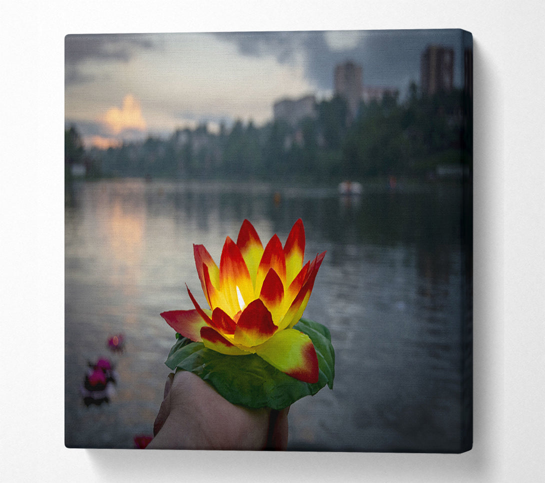  A Canvas Print of Flower candle in city view Canvas Print