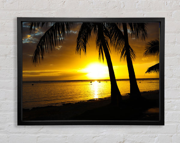 Watching the sunset in paradise Framed Print