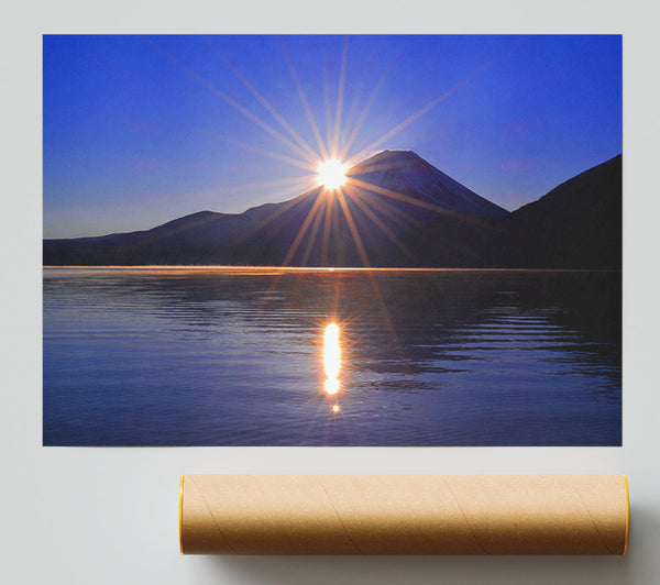 Sunset Over The Mountain Dusk Poster