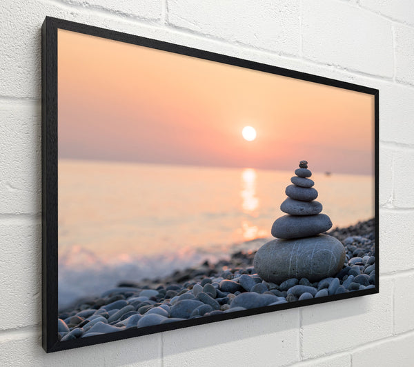 Zen Stones at sunset on the beach