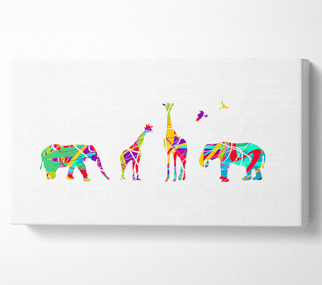  A Canvas Print of Safari animals lined up Canvas Art