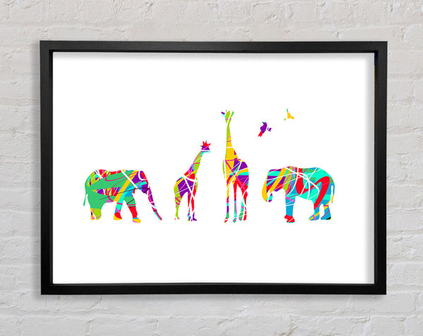 Safari animals lined up Framed Print