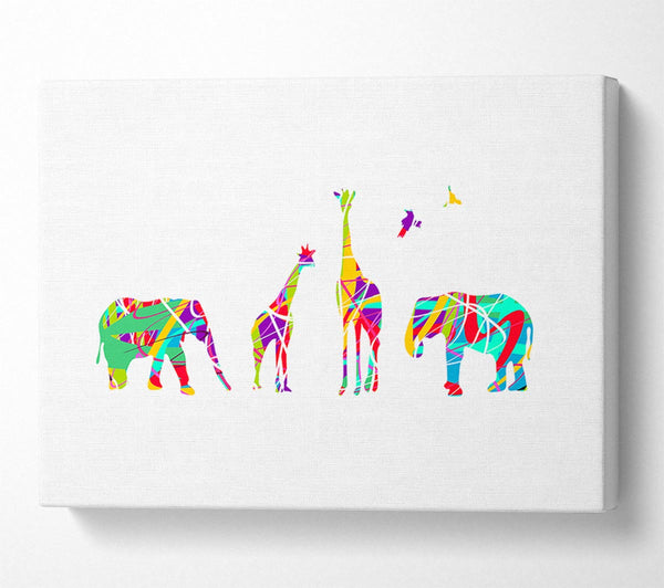  A Canvas Print of Safari animals lined up Canvas Art