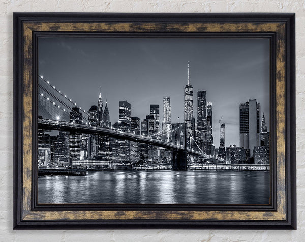 New york lights glowing Framed Print
