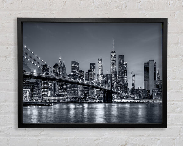 New york lights glowing Framed Print